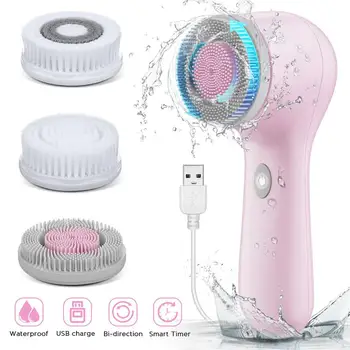 

3-In-1 Electric Face Cleansing Brush Rechargeable Facial Cleansing Brush 360° Rotation Face Beauty Device Skin Care Massager