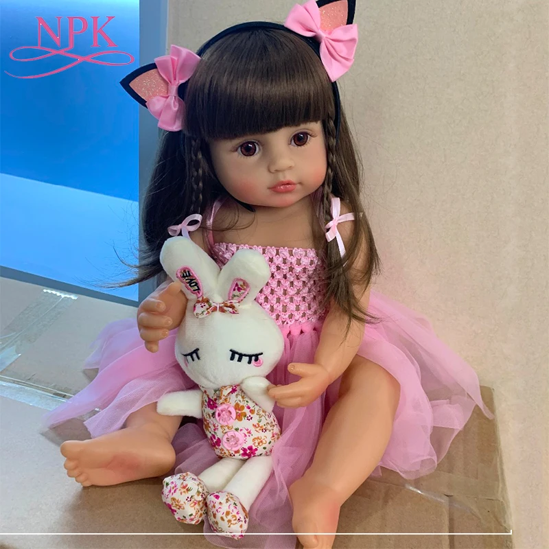 

NPK new sweet face Original bebe doll reborn toddler girl pink princess baty toy very soft full body silicone girl baby gift