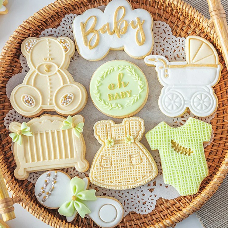 Acrylic Baby Birthday Embossed Mold Fondant Sugar Craft Cookies Embosser Cutter Stamp Cake Decorating Tools | Дом и сад