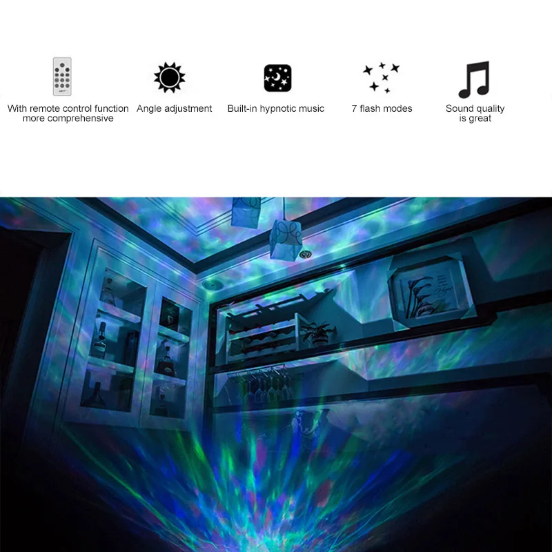 7 светильник Cosmos Star Luminaria океанская волна проектор светодиодный ночной Светильник встроенный музыкальный плеер Пульт дистанционного управления для детской спальни Декор