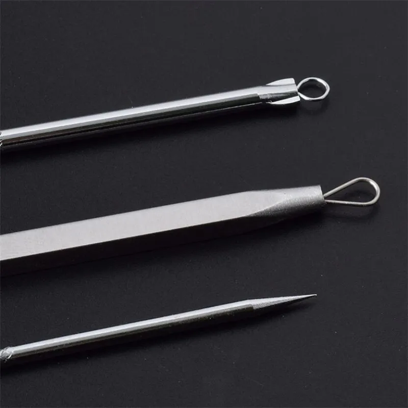 3PCS Stainless Steel Extractor Blackhead Remover Needles Dots Cleaner Acne Blemish Remover Needles Black Spot Pore Cleanser