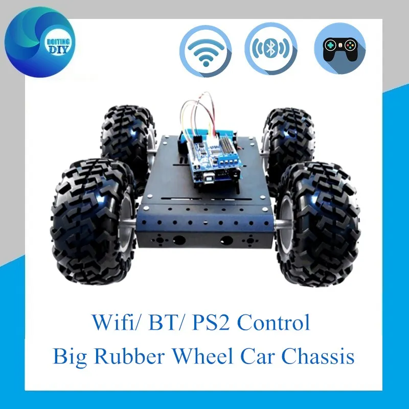 Wifi Control 4WD Car Chassis Remote Control 130mm Rubber Wheel Robotic Vehicle Module Handle Control DIY Robot Set