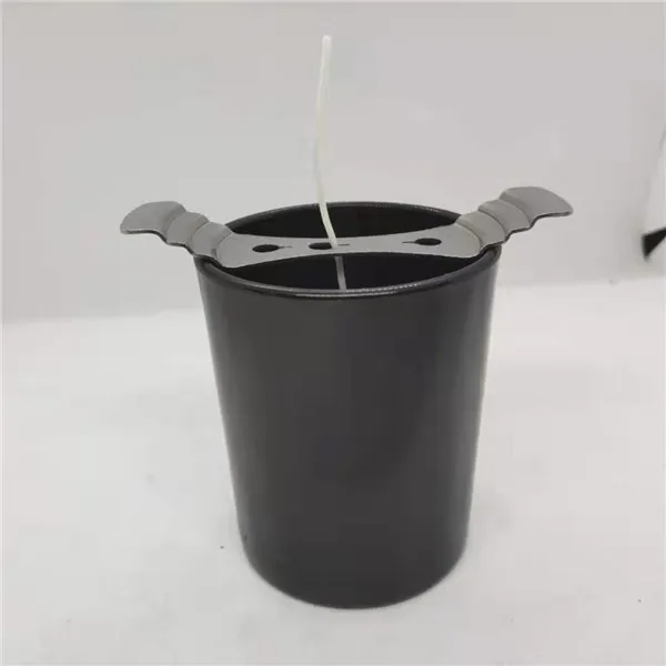 DIY чашки для свечей с 3 шт. 12 см свечи фитили+ 1 шт. Железный фиксатор глянцевые и матовые стеклянные чашки DIY принадлежности для изготовления свечей - Цвет: Glossy Black 8.4-7cm