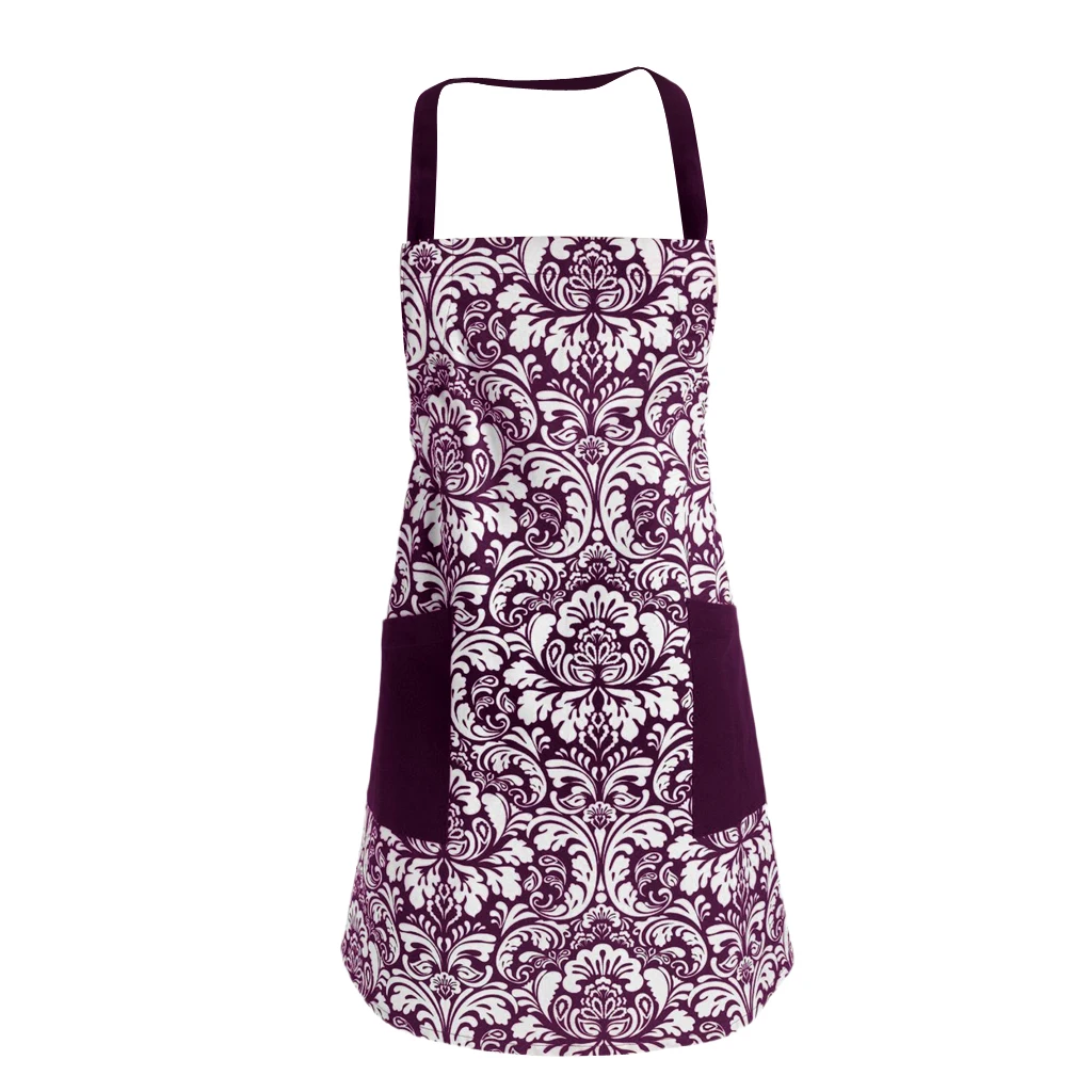 Women Apron With Pockets Pure Cotton Cooking Kitchen Restaurant Bib 10 Color