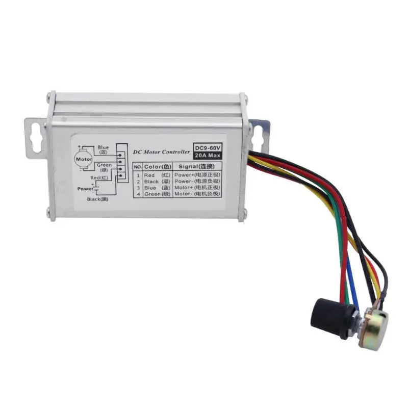 DC 9-60V 20A PWM AC Регулятор скорости двигателя Модуль контроллера