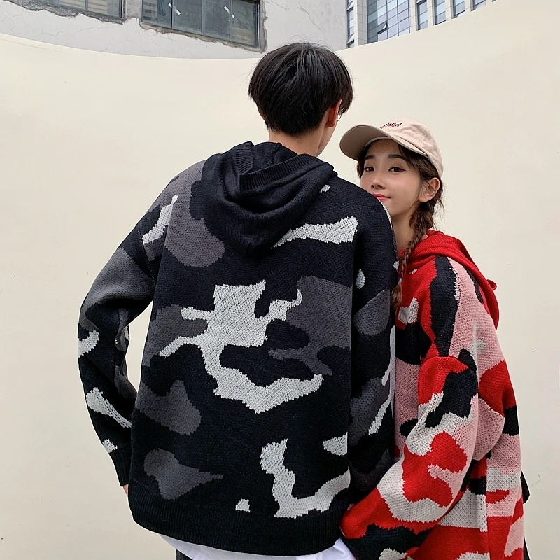 Winter Camo Sweater Men Fashion Printed Casual Hooded Sweaters Man Sweter Clothes Wild Loose Long-sleeved Pullover Men M-2L Winter Camo Sweater Men Fashion Printed Casual Hooded Sweaters Man Sweter Clothes Wild Loose Long-sleeved Pullover Men M-2L