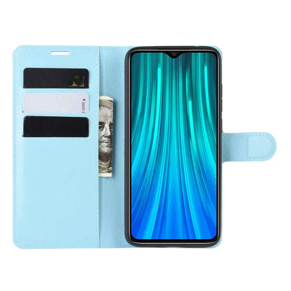 Чехол 6,53 дюйма для Xiao mi Red mi Note 8 Pro, Чехол-Кошелек, Чехол-книжка с отделением для карт, кожаный защитный чехол с Откидывающейся Крышкой, черный, красный mi Note8Pro - Цвет: Синий