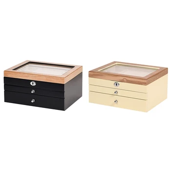 

Wood Jewelry Box Retro Style Large Multilayer Marriage Holiday Gift Makeup Organizer Storage Box Case