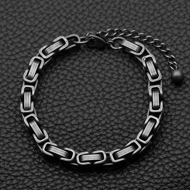 Oulai777 из нержавеющей стали Мужской Серебряный Браслет на руку звено цепи Шарм Браслеты из золотой цепи бисера Византия хип хоп подарки для мужчин