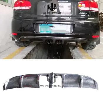 

Golf 6 MK6 R20 High Quality Carbon Fiber Middle Out Rear Bumper Diffuser Bumpers Lip For Volkswagen Golf 6 Car Body Kit 10-13