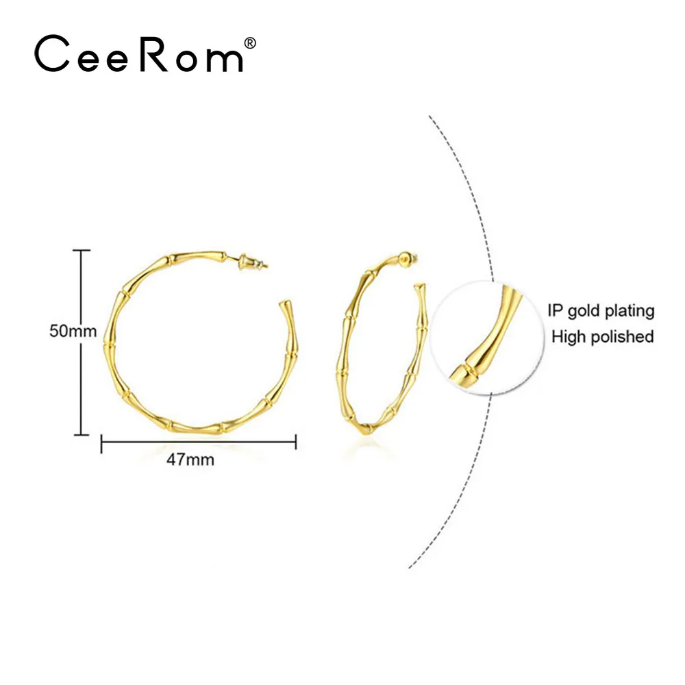 CeeRom бамбуковые Дизайнерские Большие серьги-кольца, серьги золотистого цвета, медные большие кольца, серьги для женщин, ювелирные изделия, Brincos
