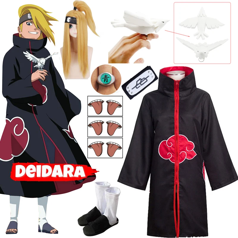 Костюм для косплея Deidara из белой глины с татуировкой в виде птичьего языка парик