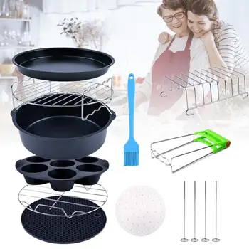 

10pcs Air Fryer Accessories 8 Inch Grill Basket Barbecue Kitchen Cooking Tools Air Fryer Baking Supplies Barbecue Basket Tools