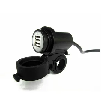 

Motorcycle, Atv, USB Weatherproof Bar Clamp or Panel Mount 2.1 Amp Dual Port USB Charger(Blue light)