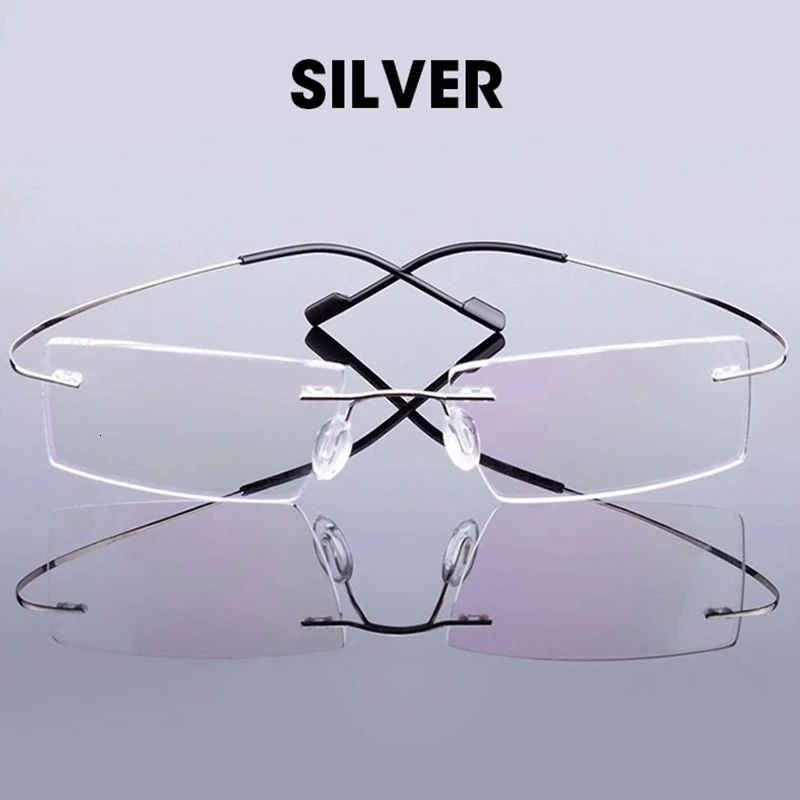 Очки без оправы из титанового сплава для женщин и мужчин, Гибкая эластичная оптическая оправа, прозрачные очки без оправы по рецепту - Цвет оправы: silver