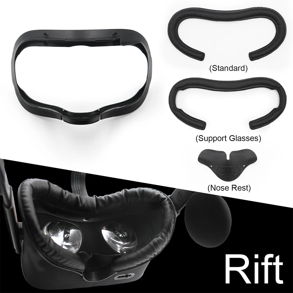 Anti-leakage Facial Interface Bracket Anti-leakage Nose Pad for Oculus Quest Dust Proof Lens Cover KIWI design 5 in 1 VR Face Cover Set for Oculus Quest PU Replacement Face Cover Pad