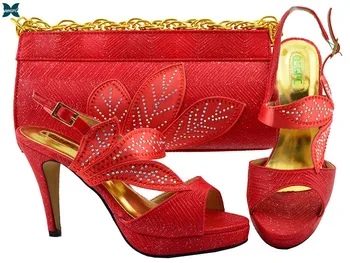 

Watermelon Red Color Italian design Shoes with Match Bags Shoes and Bag Set African Sets 2019 Women African Party Pumps Shoe