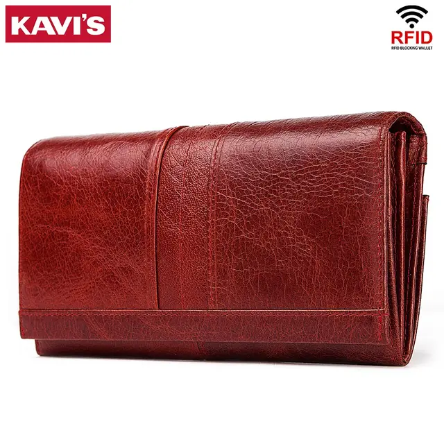 Buy OnlineKAVIS Genuine Leather Women Long Purse Female Clutches Money Wallets Handbag Handy Passport walet for Cell Phone Card Holder.