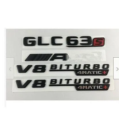 black Черный GLC63s Для AMG V8 BITURBO 4matic+ эмблемы для багажника Значки для Mercedes Benz - Цвет: black