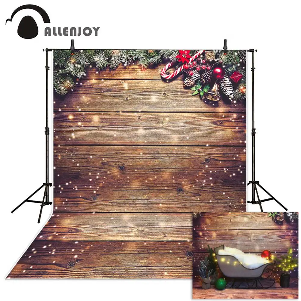 Allenjoy Рождественский фон для фотосъемки Снежинка доска сосновая елка коричневая
