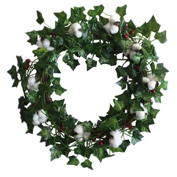 

1Pc Christmas Artificial Flower Garland Morning Glory Leaves Wreath (Green)