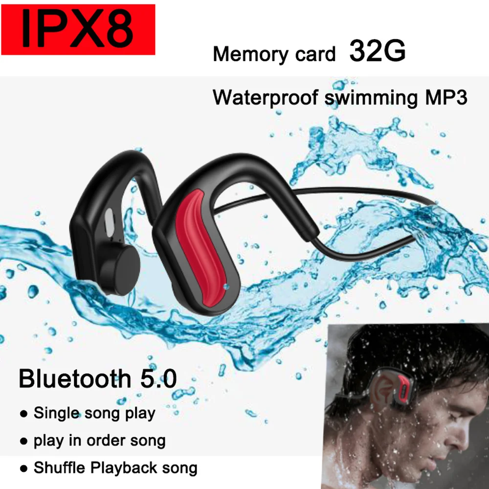 New 32GB Music Player IPX8 Waterproof Swimming Bluetooth 5.0 and Mp3 Bone Conduction Diving/sport Headset Hifi Stereo | Электроника