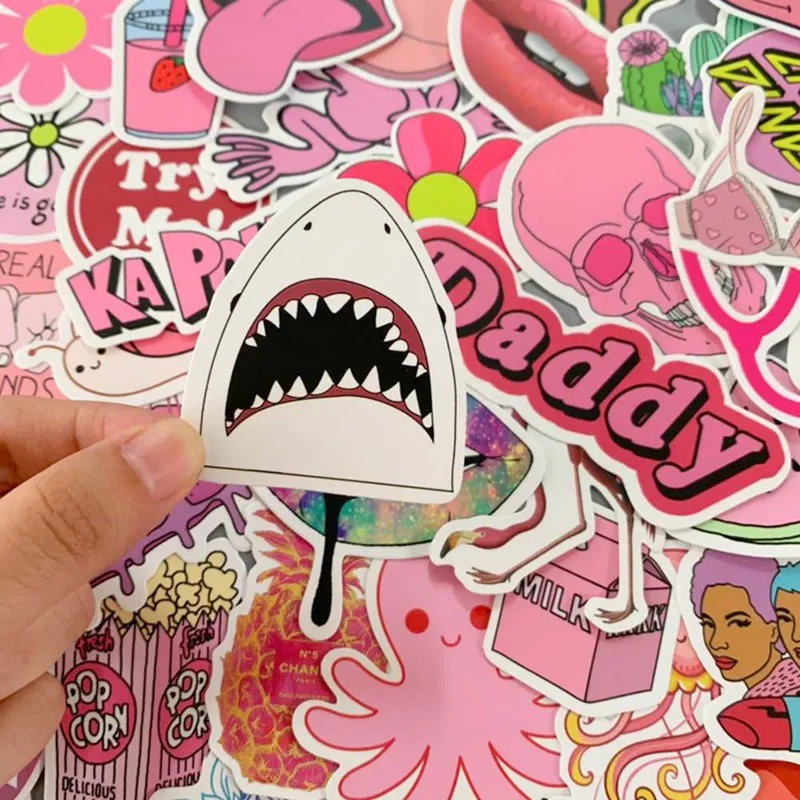 50 шт. ПВХ водоотталкивающая наклейка для девочек Kawaii розовый Забавный багажный стикер s для чемодана модная наклейка для ноутбука s