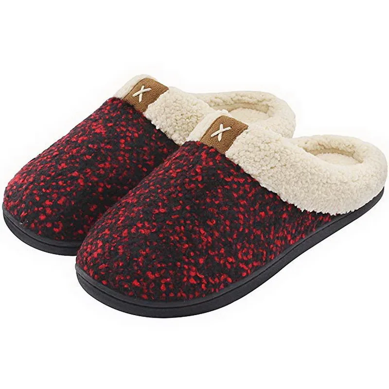 Vertvie/мужские и женские тапочки; Удобная нескользящая обувь с эффектом памяти; зимняя Уличная обувь; рождественские подарки - Цвет: Red