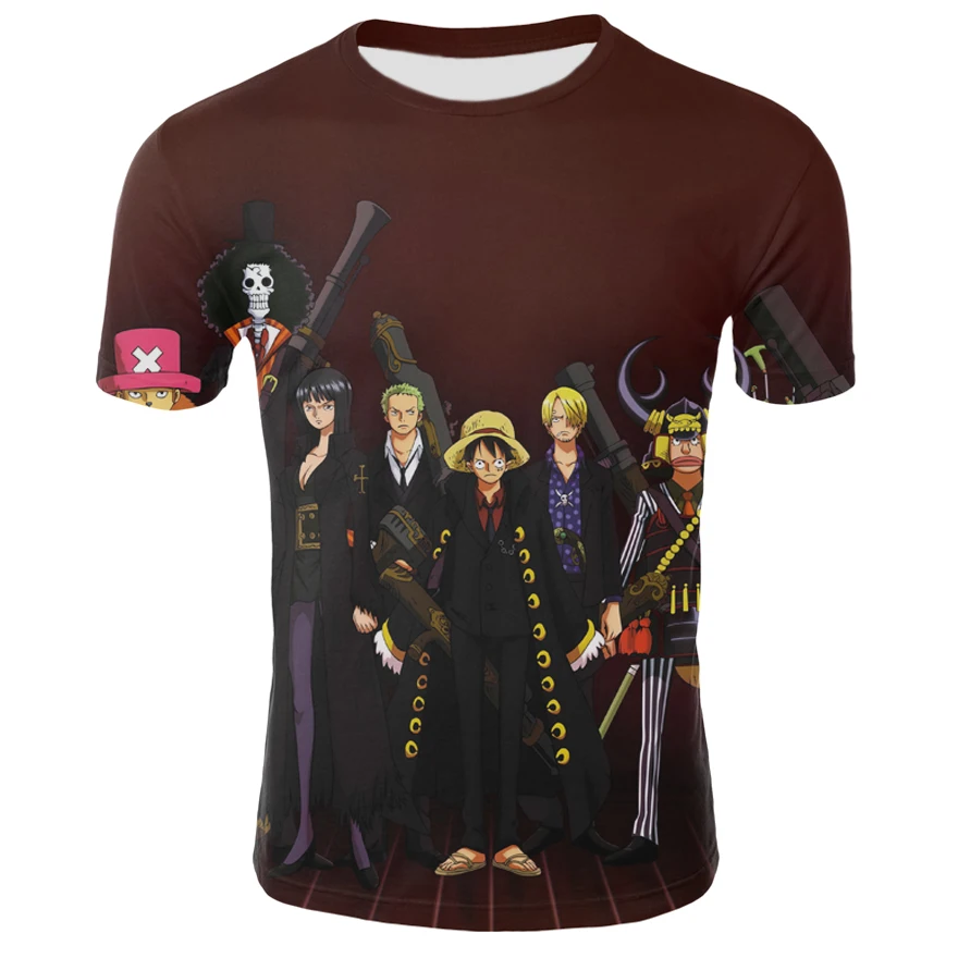 

HOWL LOFTY New summer One Piece T Shirt Men Monkey D Luffy T Shirts New Short Sleeve Cotton Anime Zoro Ace Law T-shirt Tee