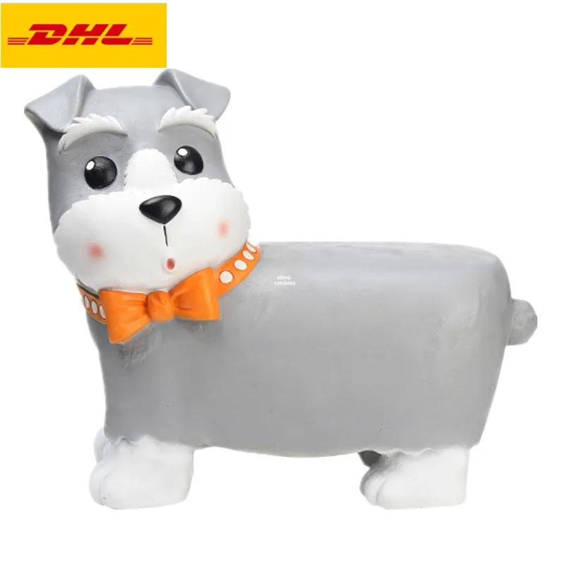 

18" Cute Puppy Statue FRENCH BULLDOG Schnauzer Companion Dog Faldstool Doorway Decoration Resin Action Figure Toy BOX 46CM X166