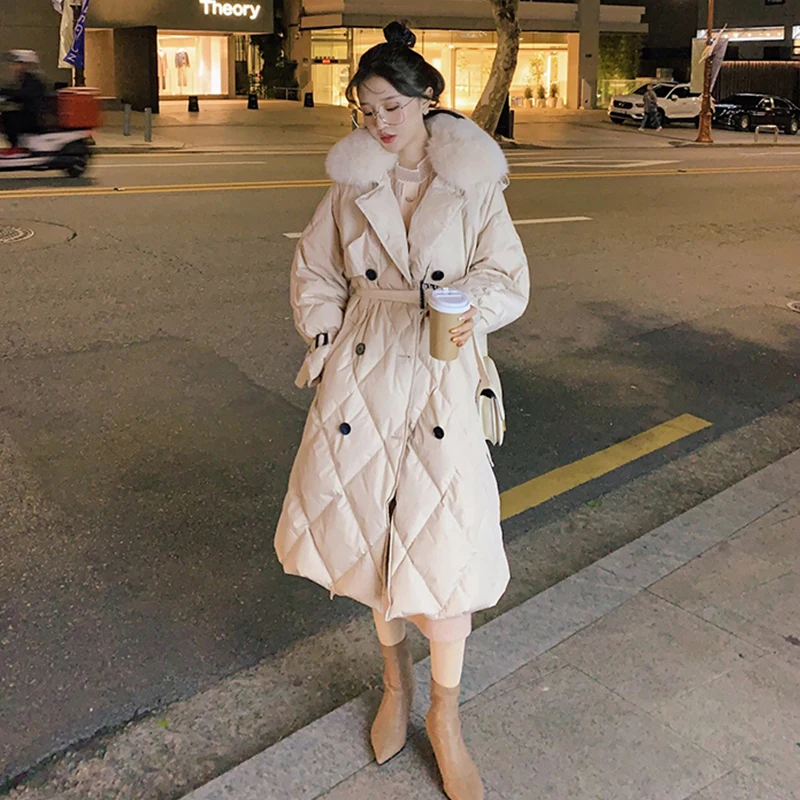 FTLZZ New Winter Women 90% White Duck Down Parka