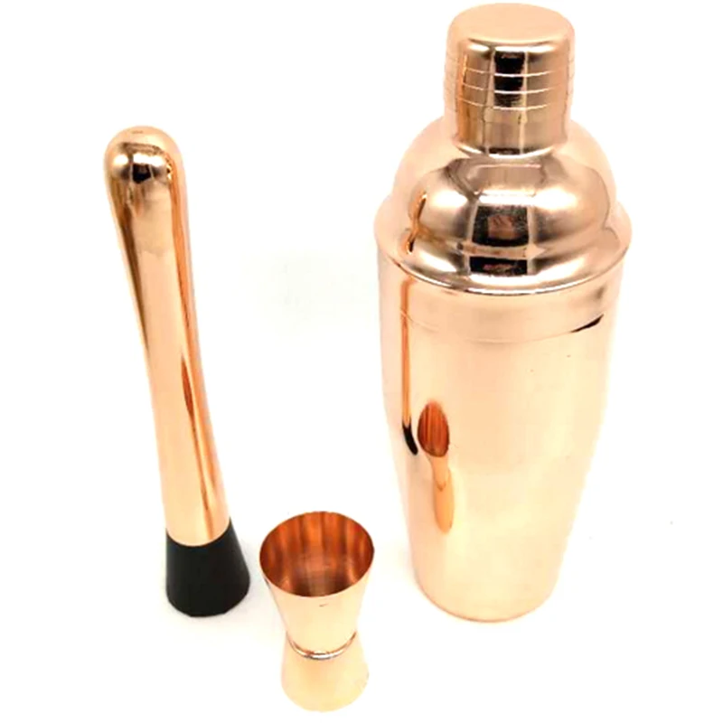 Goedkoop Hot 11 Pcs Cocktail Shaker Y Shiny Rvs Britse Cocktail Shaker Set Rose Goud Kleur 750 Ml