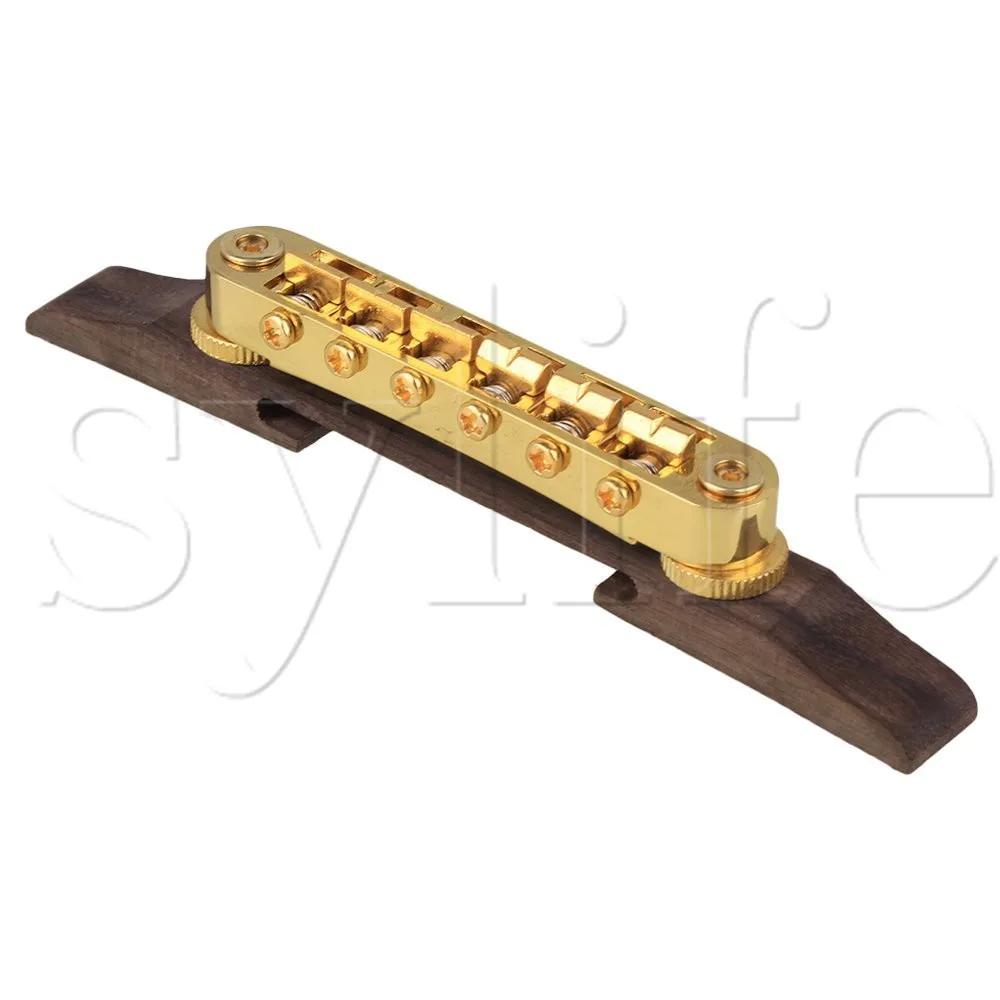 US $8.42 Rosewood Height Adjustable Bridge For Archtop Jazz Guiar Gold Plated