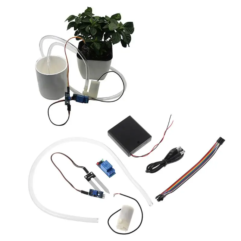 Автоматический ирригационный модуль DIY Kit Обнаружение влажности почвы автоматический насос воды 19QB