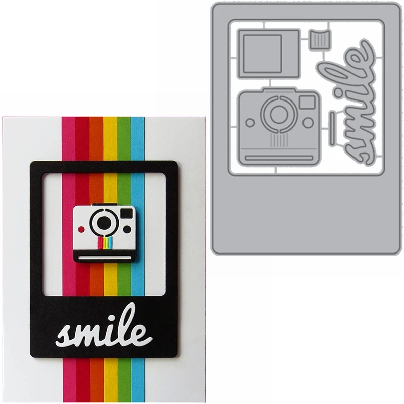 Металлические штампы Smile & Take A Photo фоторамка и смайлик для изготовления открыток