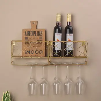 

Wall Mounted Rustic Metal Wine Rack 3 Long Stem Glass Holder Home Kitchen Decor Wine Cork Storage X4YD