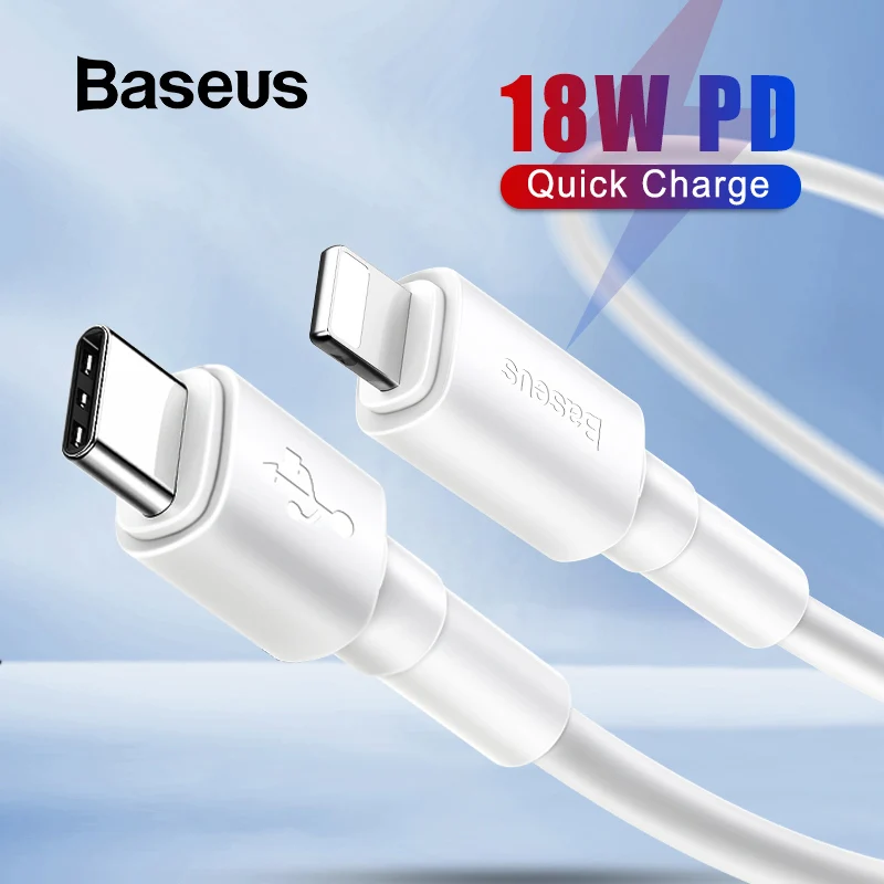 USB кабель для передачи данных Baseus 18 Вт PD Lightning iPhone 11 Pro Max X XS 8 Plus Type C быстрой
