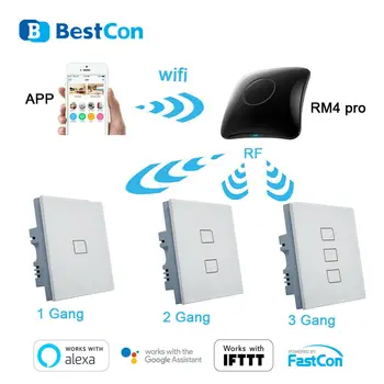 

BroadLink Bestcon TC2S EU UK standard 220V 436Mhz Smart wireless Switch Wifi light Switch work with alexa