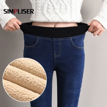 

Thicker Warm Lamb Velvet Jeans Pants 2019 Winter Jeans Pencil Pants Denim Blue Black Long Trousers Plus Size 3XL Skinny Leggings