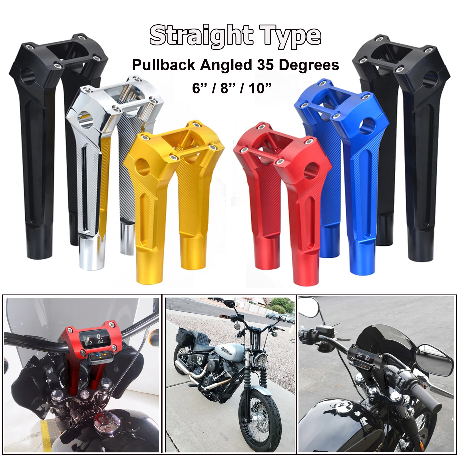 Straight Pullback Motorcycle Handlebar Risers Suit digital gauge Mount
