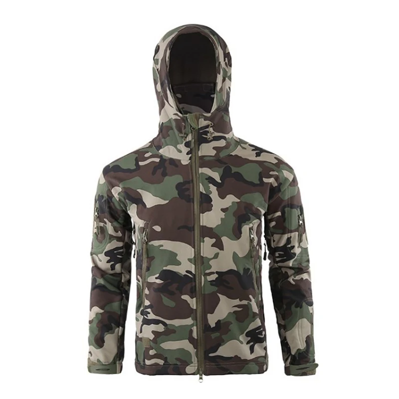 Hot Sale Fashion Men Waterproof Windproof Softshell Fleece Windbreaker Coat With Hood Male Outdoors Simple Tactical Coat