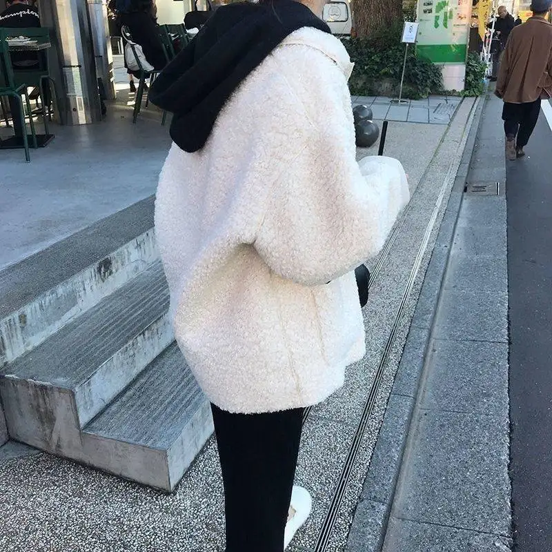 

Thick Brushed Winter New Style Korean-style Students Loose-Fit Lambs Wool Coat Short Cotton-padded Clothes Cotton Coat Cotton-pa