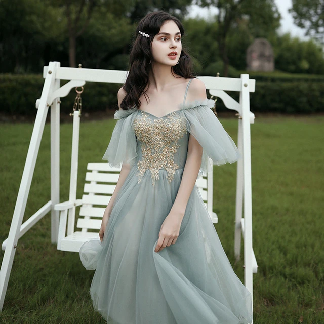 Aqua Green Gathered Dress - Jasmine Bains