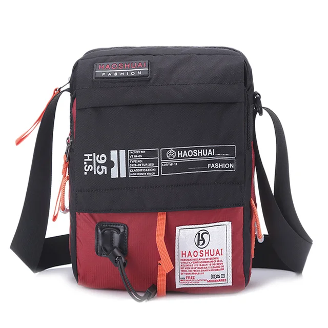 Men Nylon Messenger Bag Shoulder Crossbody Bags Multifunction Fashion Casual Hiking Bicycle Travel Satchel School Handbag XA80ZC red