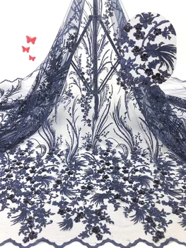 

african lace fabric 2019 high quality lace french mesh fabric beaded sequins nigerian lace fabrics for wedding dress