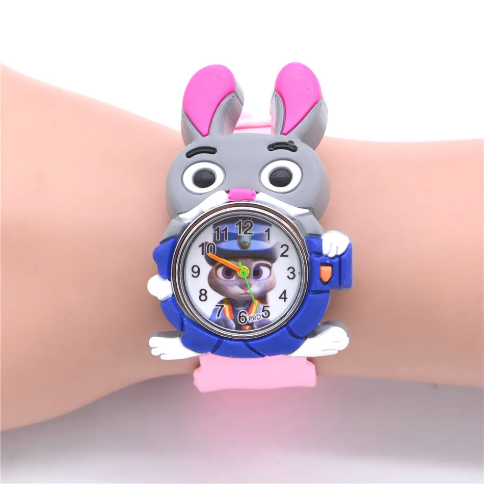 rabbit watches Детские наручные часы для девочек, детские часы, розовые силиконовые часы для девочек, игрушечный ремень, кварцевые часы - Цвет: rabbit watches