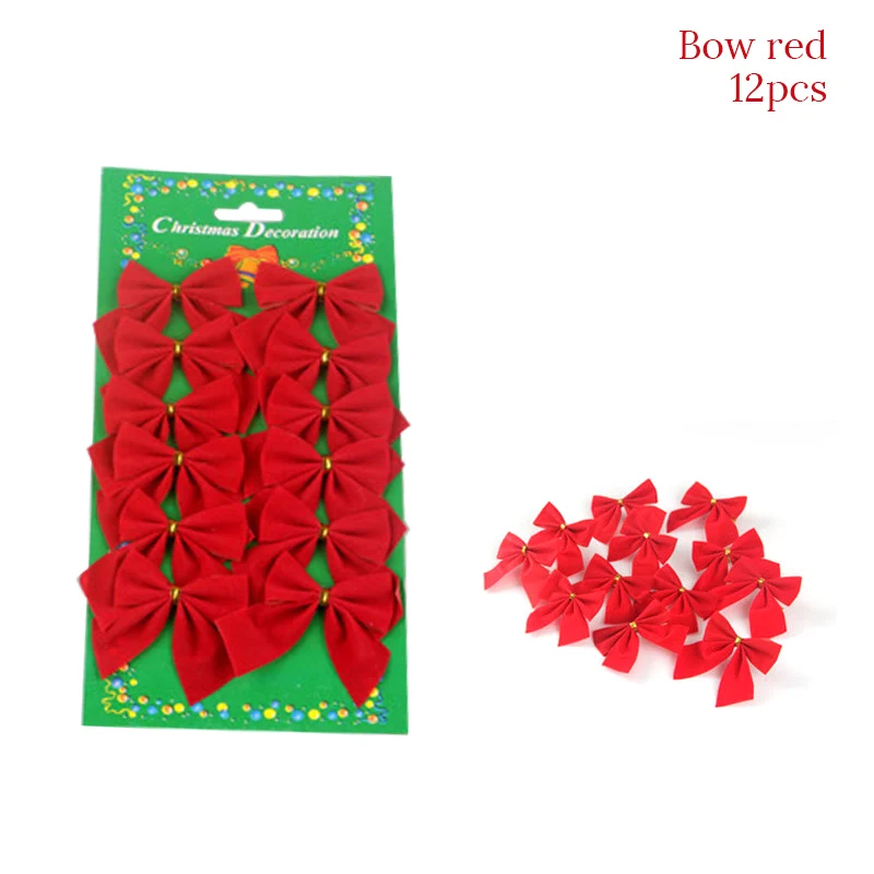 WEIGAO 12pcs Pretty Christmas Bow Christmas Tree Decoration Ribbon bowknot Decorations for Home New Year Navidad Kerst