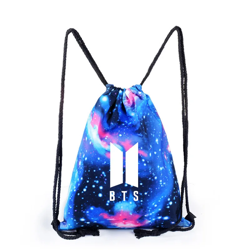 Bts bulletproof обувь для мальчиков Стиль Знаменитостей школьный холщовый мешок звезда модная сумка-мешок на шнурке Мужская и женская сумка