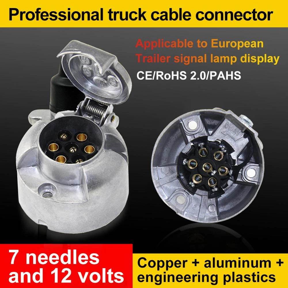 12N 7 pin Metal  Plug and Socket Kit & mounting plate Towbar /Caravan  /Trailer