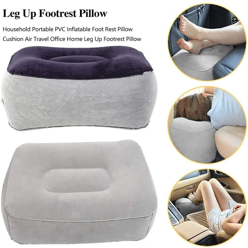 Portable Inflatable Travel Foot Rest Pillow PVC Resting Pillow Flight